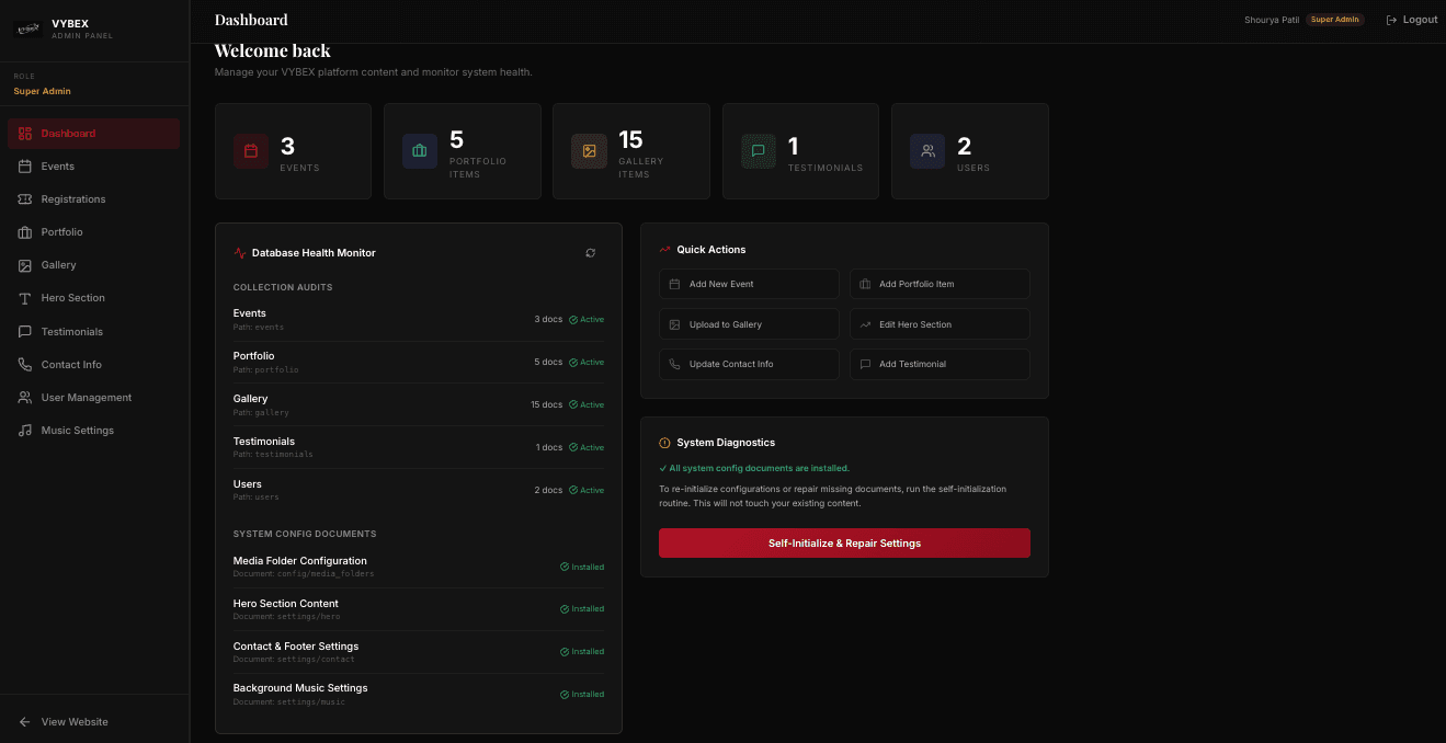 VYBEX Admin Dashboard